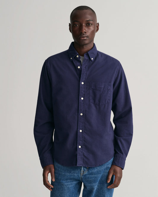 Bawełniana koszula męska z długim rękawem regular fit granatowa