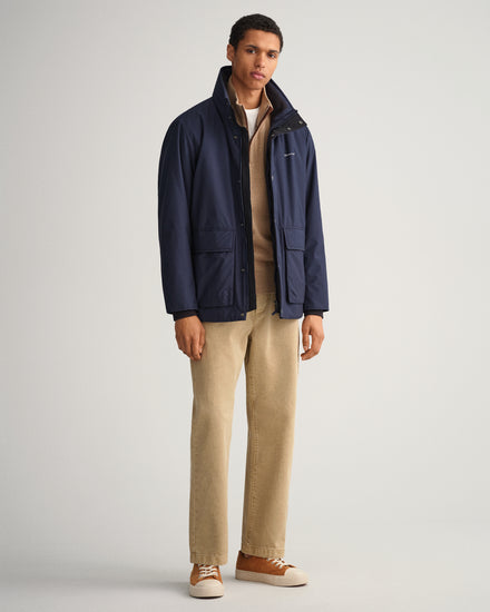 Kurtka męska ze stójką z długim rękawem regular fit granatowa