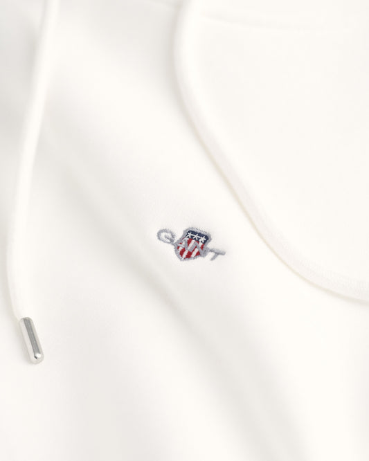 Bawełniana bluza damska z kapturem relaxed fit biała