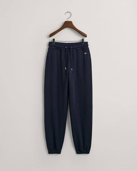 Spodnie dresowe damskie z nadrukiem relaxed fit granatowe
