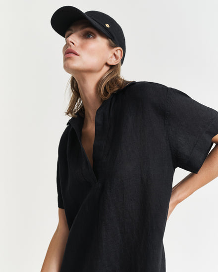 Damska czarna lniana sukienka