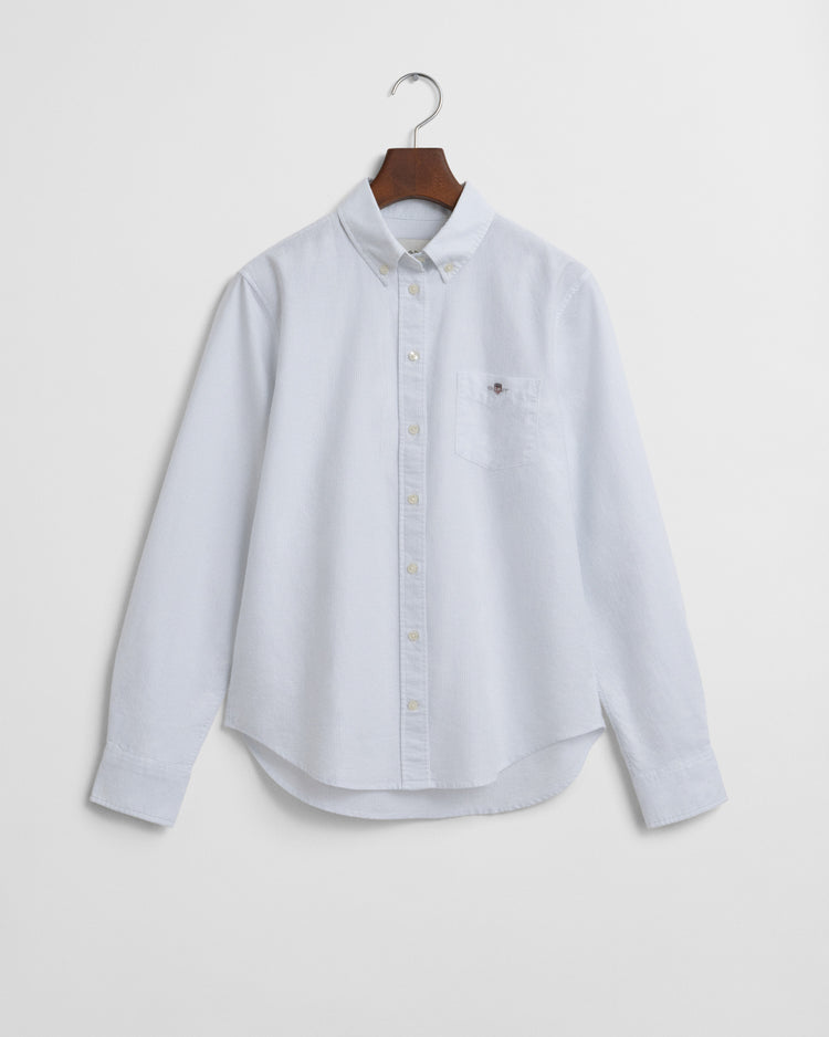 Koszula damska w paski z długim rękawem regular fit niebieska