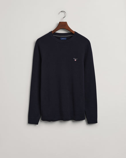 Męski sweter prążkowany z okrągłym dekoltem