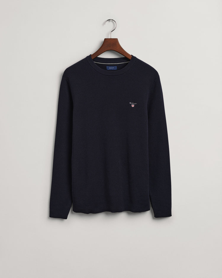 Męski sweter prążkowany z okrągłym dekoltem