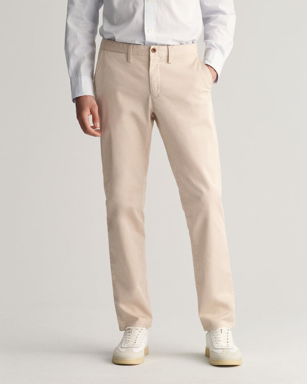 Spodnie męskie slim fit kremowe