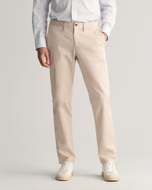 Spodnie męskie slim fit kremowe