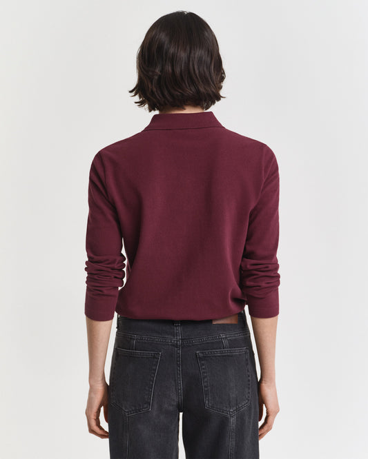 Polo damskie z kołnierzykiem polo z długim rękawem regular fit