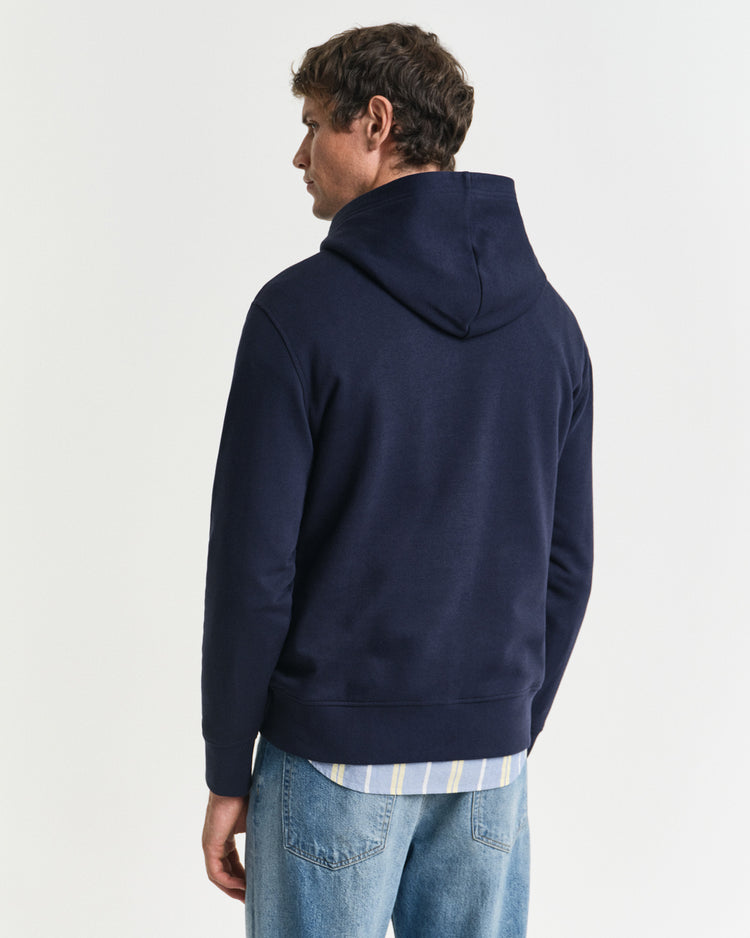 Bluza męska z nadrukiem z kapturem regular fit niebieska