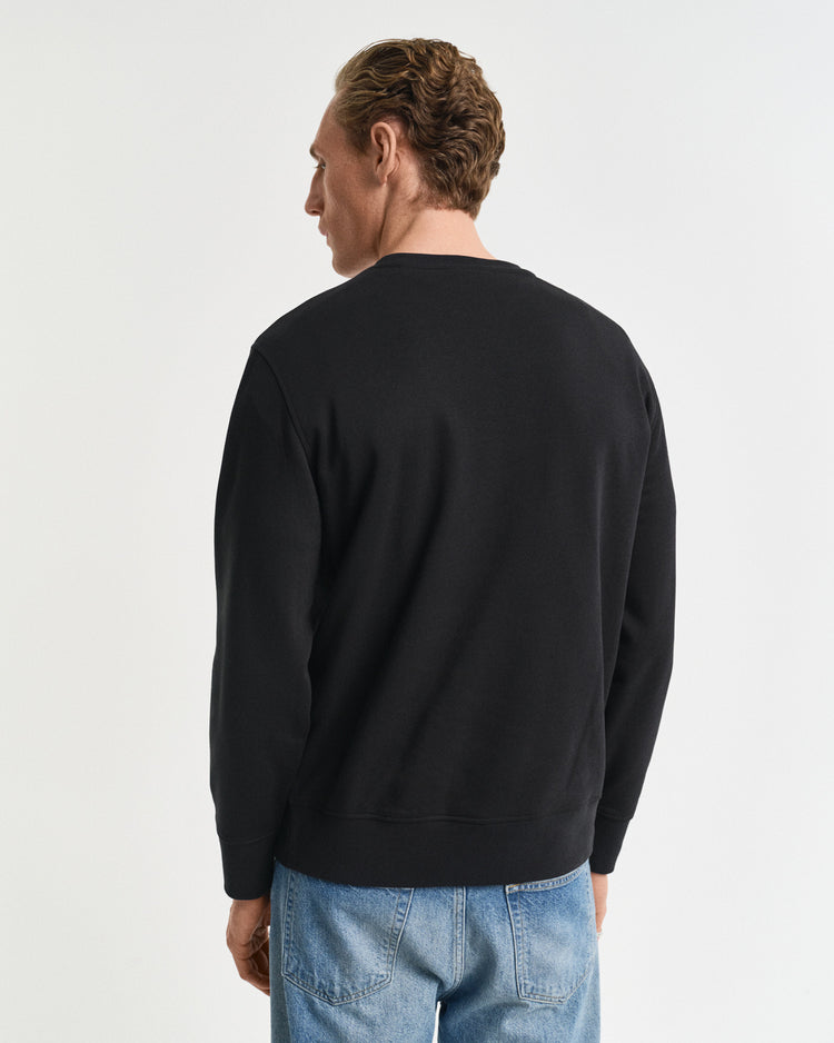 Bluza męska z nadrukiem i okrągłym kołnierzykiem regular fit czarna