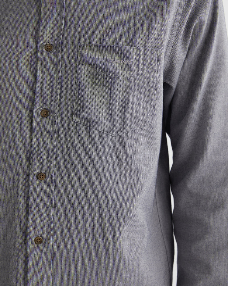 Bawełniana koszula męska z długim rękawem regular fit szara