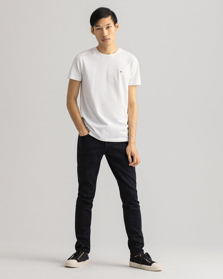 Męski biały regular fit okrągły dekolt T-shirt