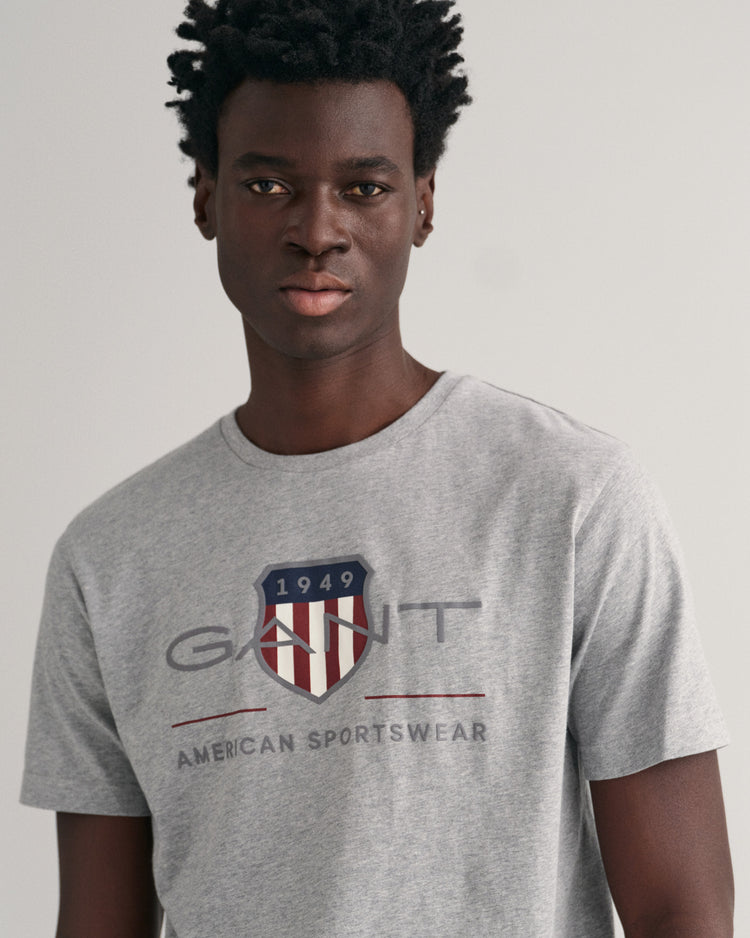 Bawełniany t-shirt męski z nadrukiem okrągły kołnierzyk regular fit