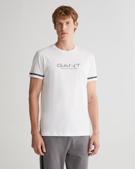 Męska koszulka z taśmą z logo C na szyi