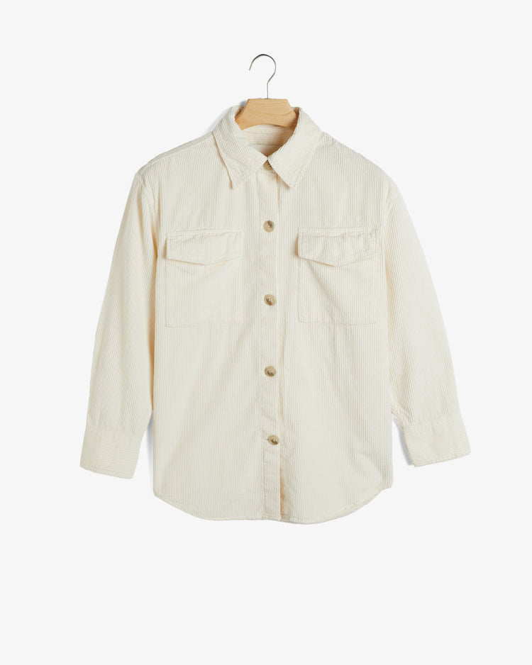 Bawełniana koszula damska z długim rękawem relaxed fit kremowa