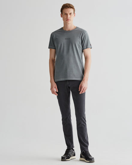 Bawełniany t-shirt męski z nadrukiem i okrągłym kołnierzykiem regular fit