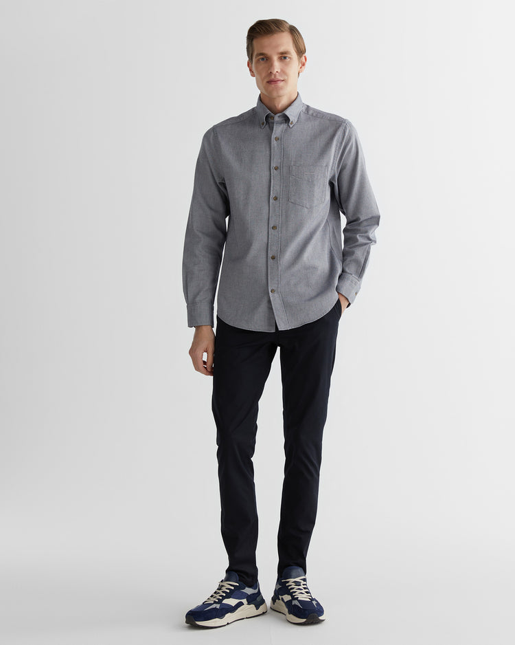 Bawełniana koszula męska z długim rękawem regular fit szara