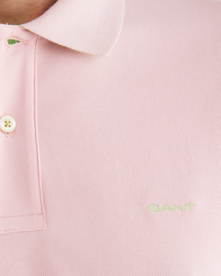 Polo męskie z kołnierzykiem polo z krótkim rękawem regular fit różowe