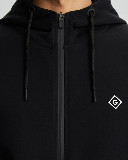 Bluza męska z nadrukiem z kapturem regular fit czarna