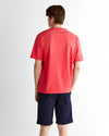 T-shirt męski z nadrukiem okrągły kołnierzyk relaxed fit czerwony