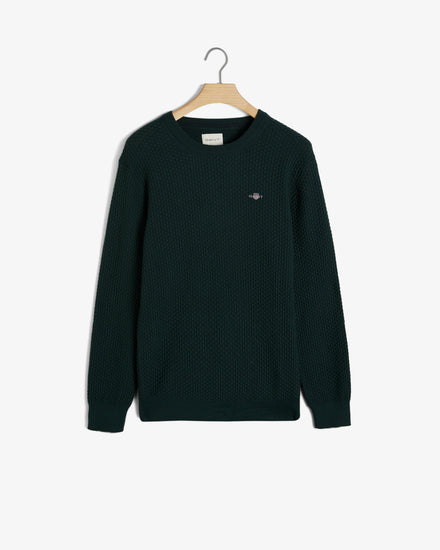 Teksturowany sweter bawełniany z okrągłym dekoltem