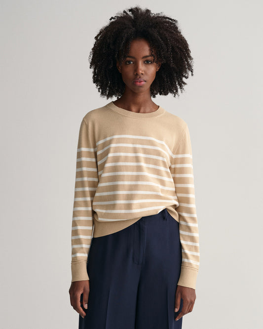 Sweter z lekkiej bawełny z okrągłym dekoltem i bretońskimi paskami