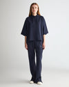 Bluza damska z kapturem z nadrukiem oversize fit granatowa