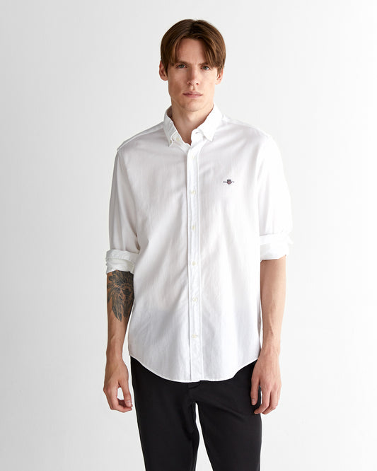 Koszula męska z długim rękawem regular fit biała