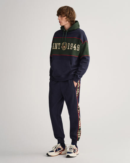 Bluza męska z kapturem z nadrukiem relaxed fit granatowa