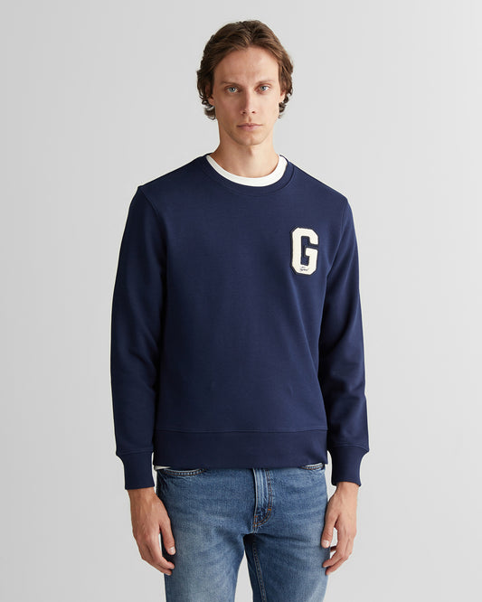 Bluza męska z okrągłym kołnierzykiem regular fit granatowa