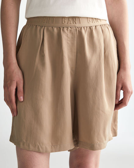 Szorty damskie z nadrukiem regular fit beżowe