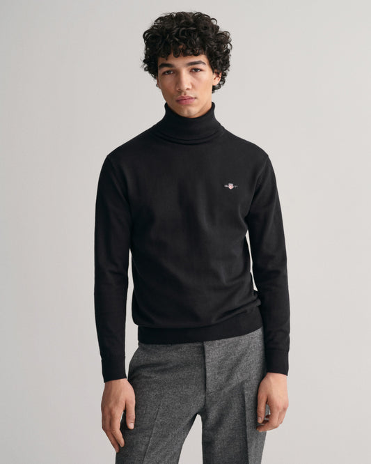 Sweter męski z golfem regular fit czarny