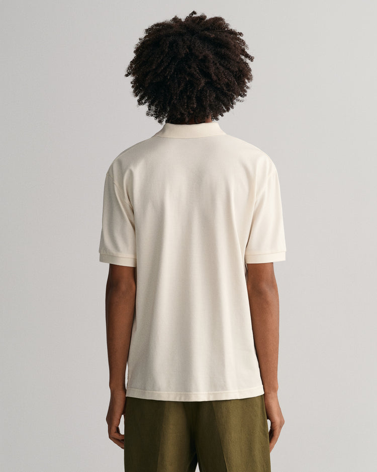 Męski beżowy polo o kroju oversize