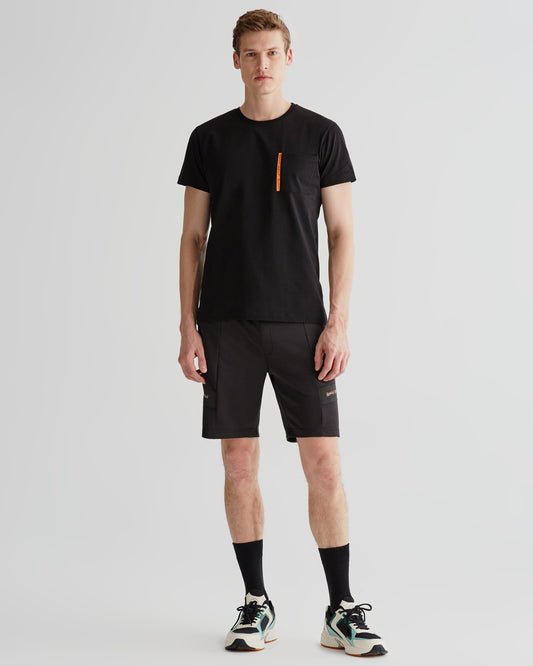 Szorty męskie z nadrukiem regular fit czarne