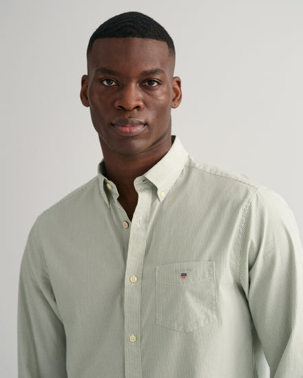 Bawełniana koszula męska w paski z długim rękawem regular fit