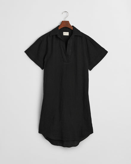 Damska czarna lniana sukienka