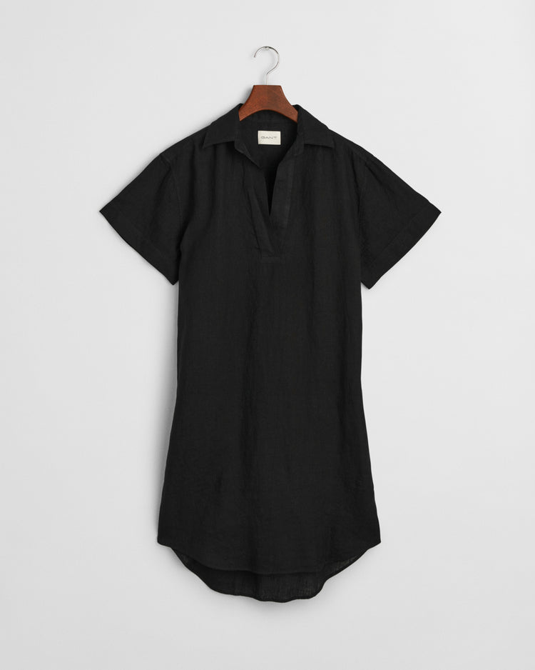 Damska czarna lniana sukienka