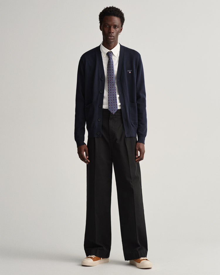 Męski granatowy kardigan regular fit zapinany na guziki