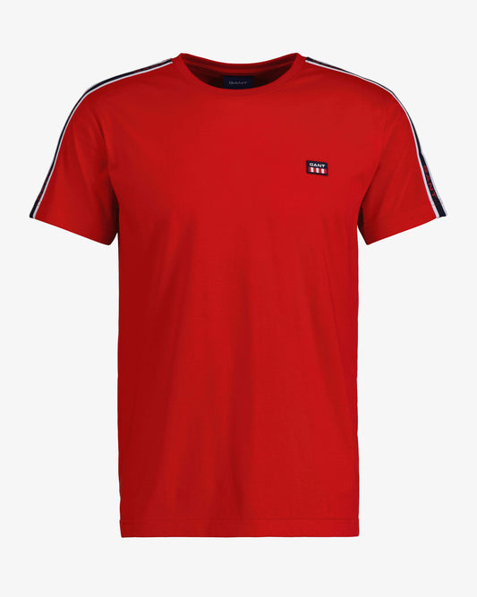 Bawełniany t-shirt męski okrągły kołnierzyk czerwony