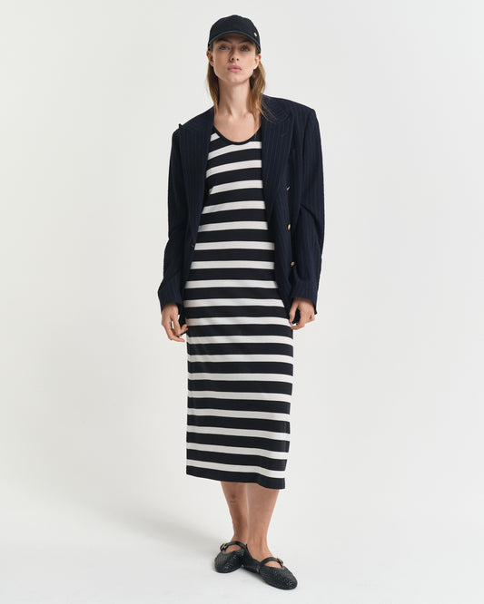 Sukienka dżersejowa midi z topem na ramiączkach w paski