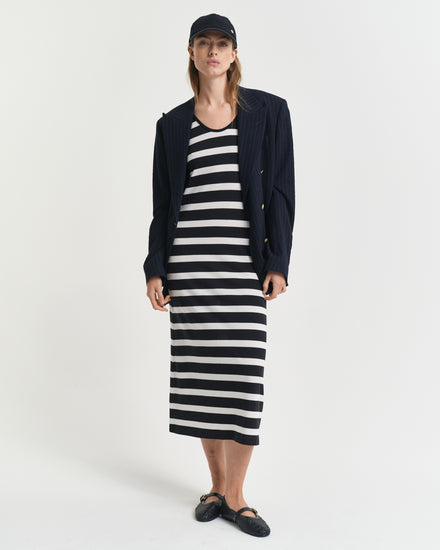 Sukienka dżersejowa midi z topem na ramiączkach w paski