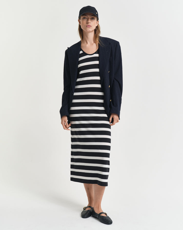 Sukienka dżersejowa midi z topem na ramiączkach w paski