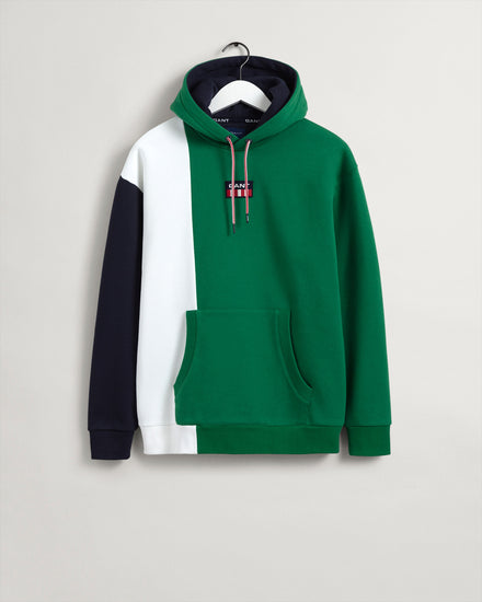 Męska zielona bluza z kapturem o luźnym kroju z logo