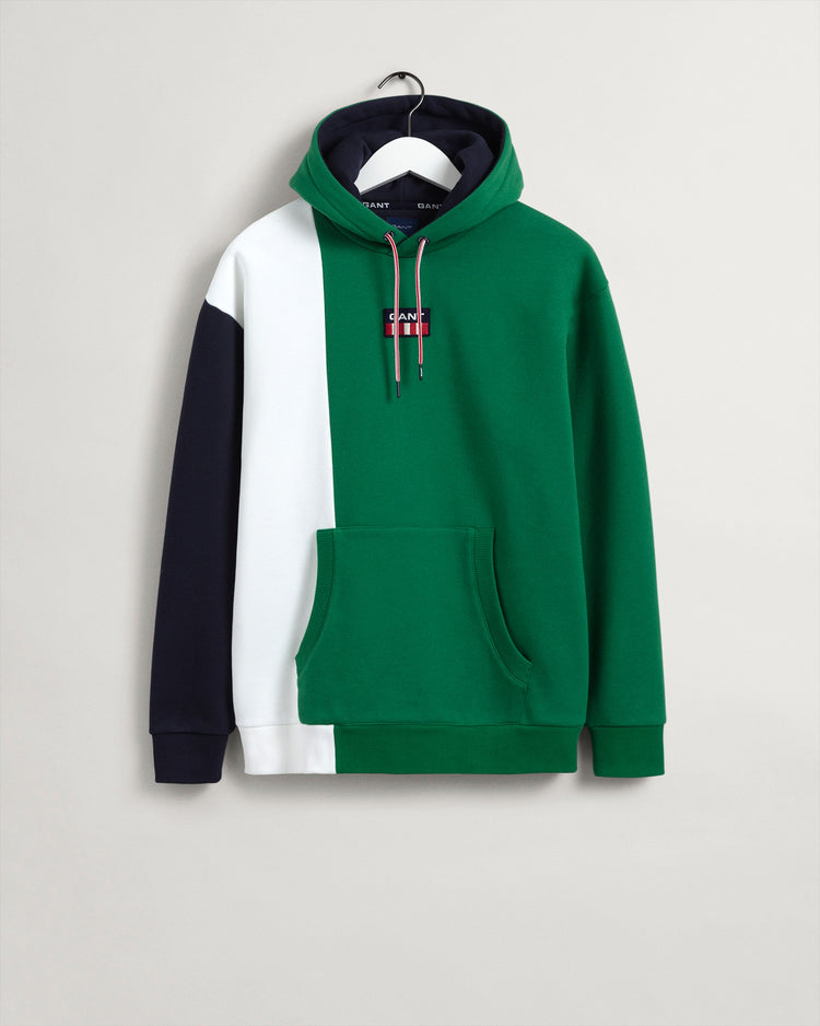 Męska zielona bluza z kapturem o luźnym kroju z logo