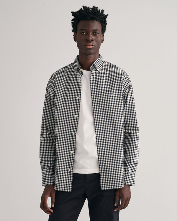 Bawełniana koszula męska w kratkę z długim rękawem regular fit