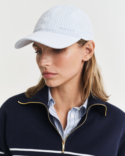 Bawełniana czapka z daszkiem damska niebieska