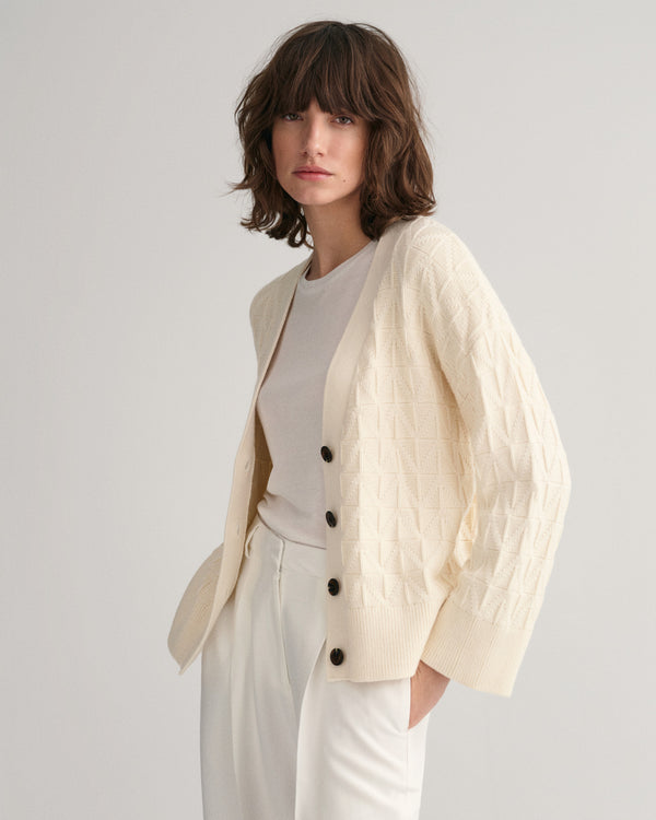 Sweter rozpinany damski z długim rękawem i klasycznym kołnierzem relaxed fit