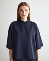 Bluza damska z kapturem z nadrukiem oversize fit granatowa