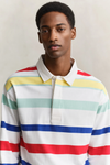 Bawełniana bluza męska w paski z kołnierzykiem polo relaxed fit