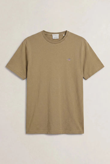T-shirt Shield męski regular fit beżowy
