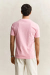 Bawełniany t-shirt męski z okrągłym kołnierzykiem regular fit różowy